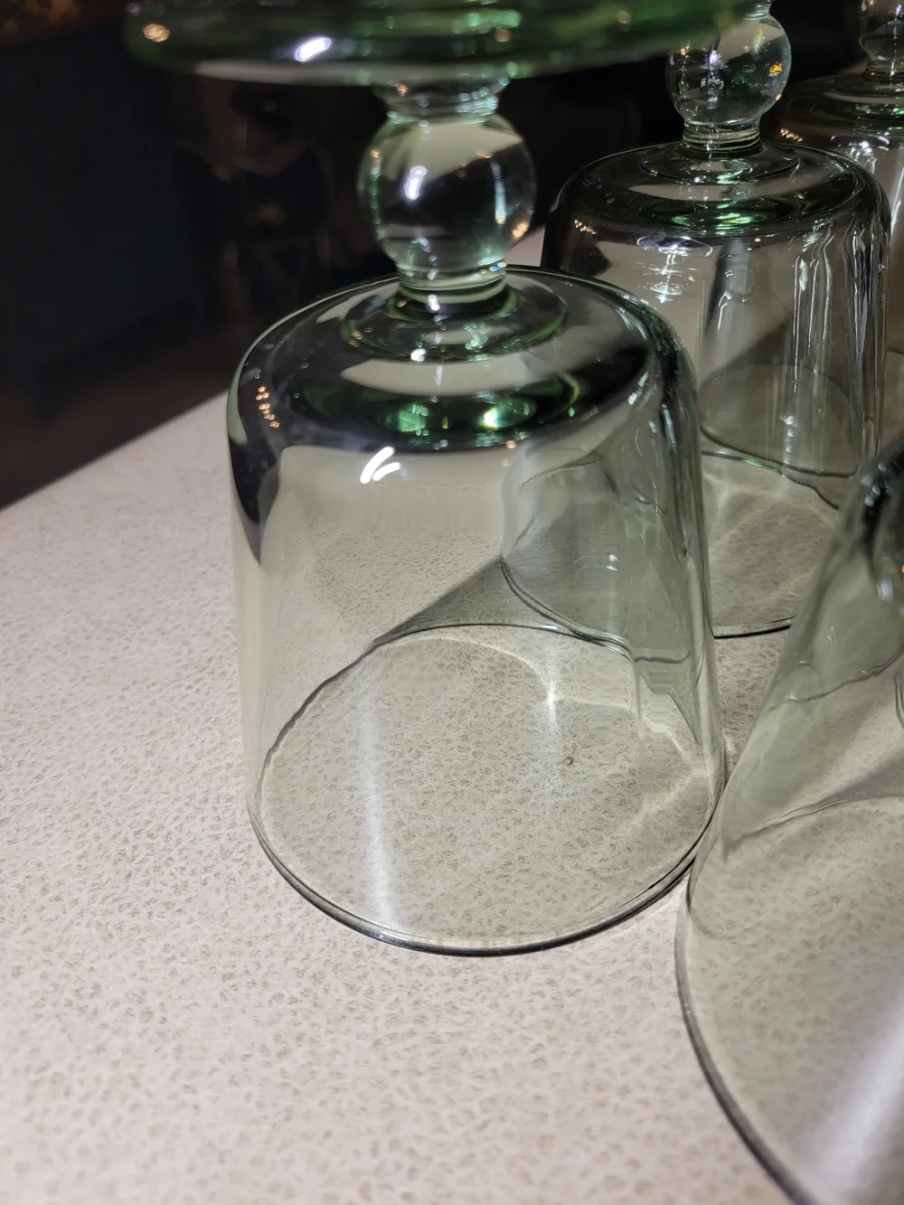 Vintage-Style Light Green Tinted Footed Goblets / Water Glasses – Set of 6 8 OZ